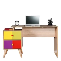 Kinder Wohnen Design Schreibtisch in Sonoma-Eiche & Bunt - Reddnas