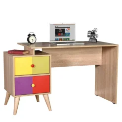 Kinder Wohnen Design Schreibtisch in Sonoma-Eiche & Bunt - Reddnas