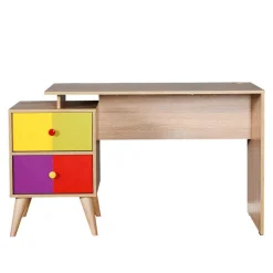 Kinder Wohnen Design Schreibtisch in Sonoma-Eiche & Bunt - Reddnas