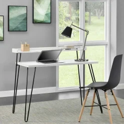 Wohnen Design Schreibtisch mit Aufsatz in Weiß - Prasido