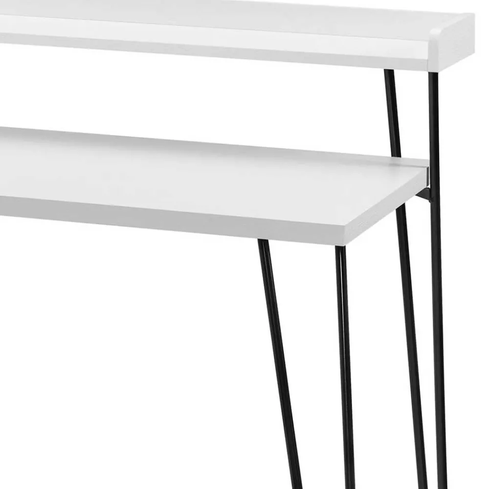 Wohnen Design Schreibtisch mit Aufsatz in Weiß - Prasido