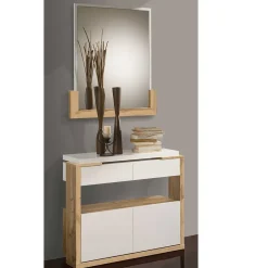 Wohnen Diele Komplett*Design Schuhkommode & Spiegel Set - Ryus (zweiteilig)