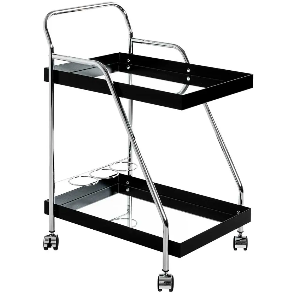 Wohnen Design Servierwagen mit zwei Spiegelglas Ablagen - Asticia