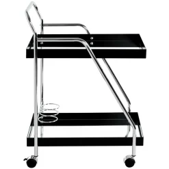 Wohnen Design Servierwagen mit zwei Spiegelglas Ablagen - Asticia