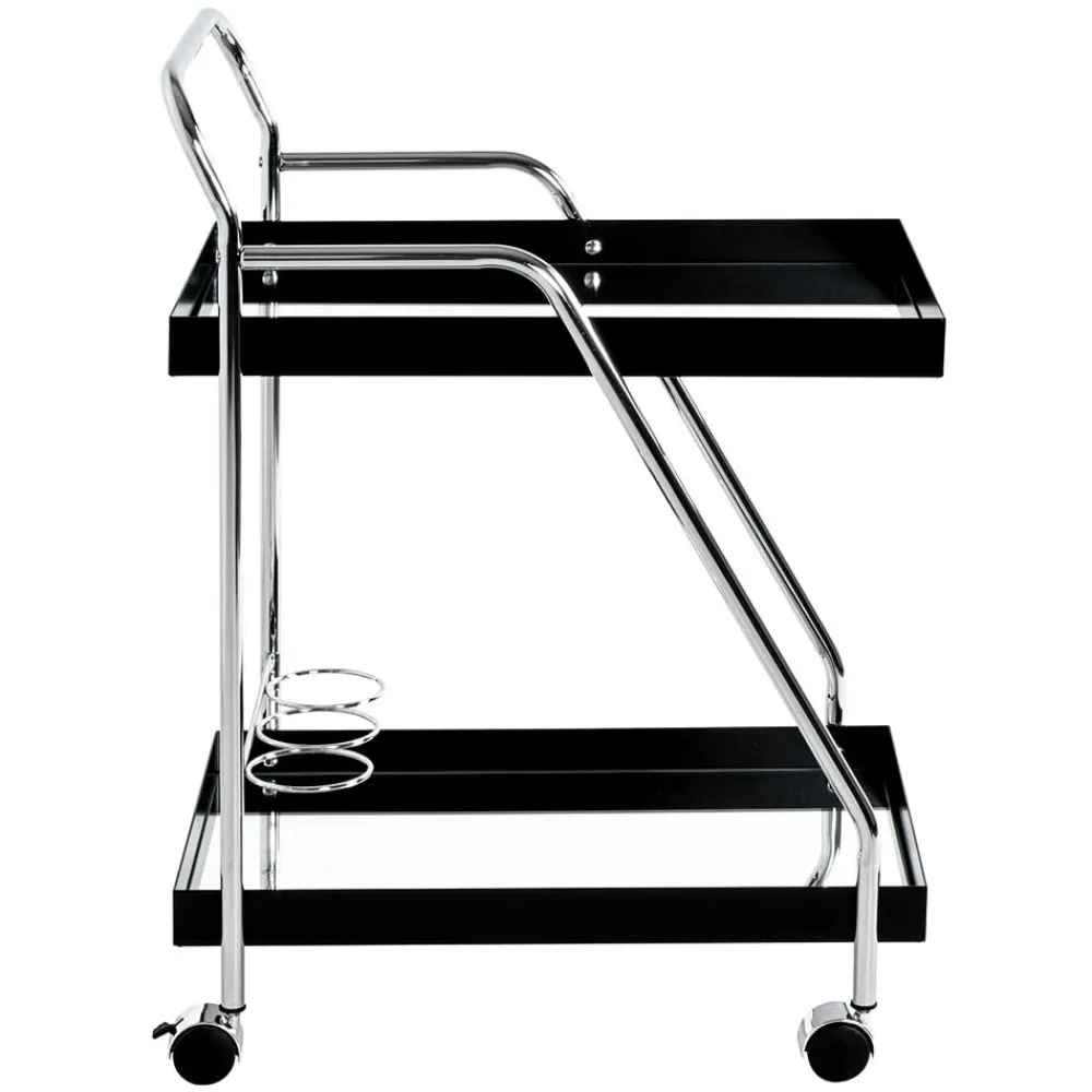 Wohnen Design Servierwagen mit zwei Spiegelglas Ablagen - Asticia