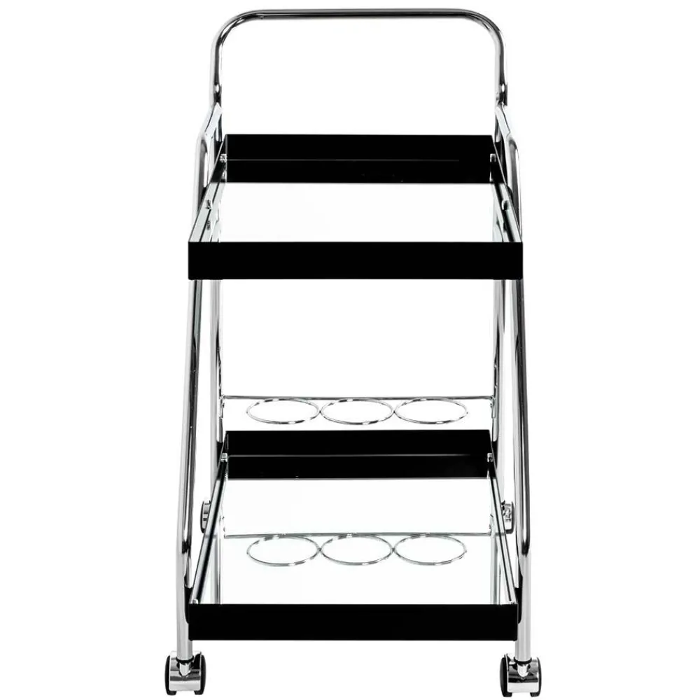 Wohnen Design Servierwagen mit zwei Spiegelglas Ablagen - Asticia