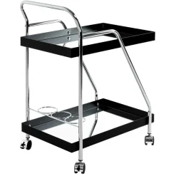 Wohnen Design Servierwagen mit zwei Spiegelglas Ablagen - Asticia