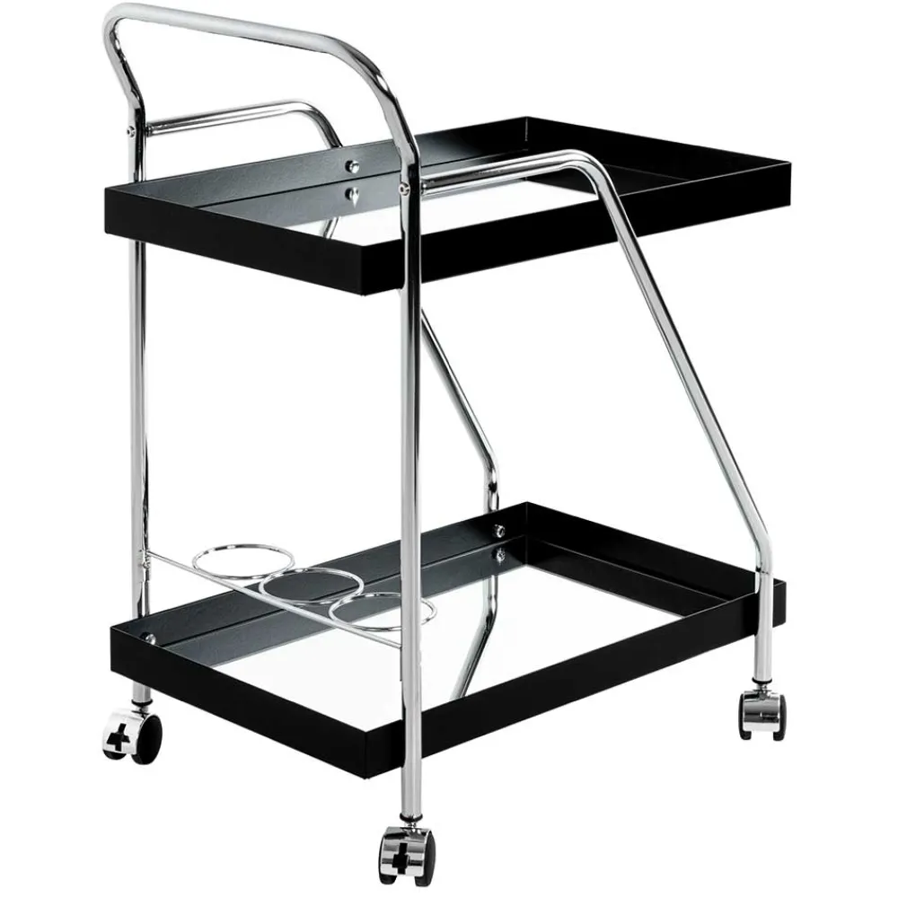 Wohnen Design Servierwagen mit zwei Spiegelglas Ablagen - Asticia