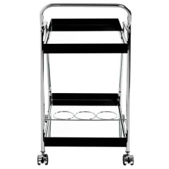 Wohnen Design Servierwagen mit zwei Spiegelglas Ablagen - Asticia