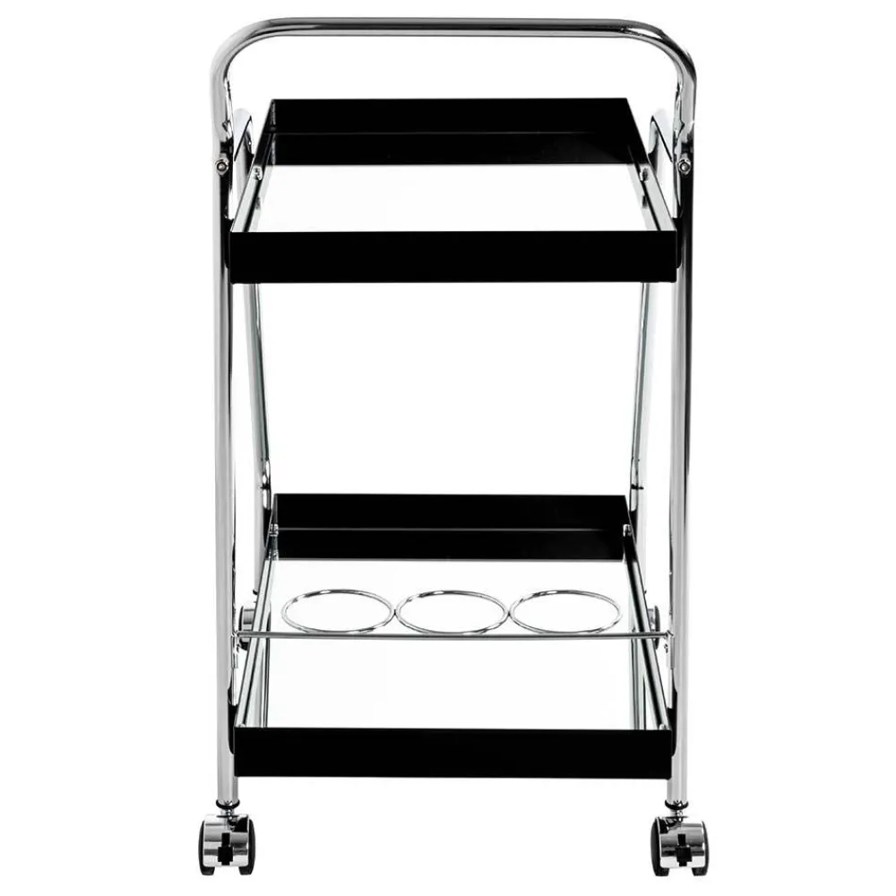 Wohnen Design Servierwagen mit zwei Spiegelglas Ablagen - Asticia
