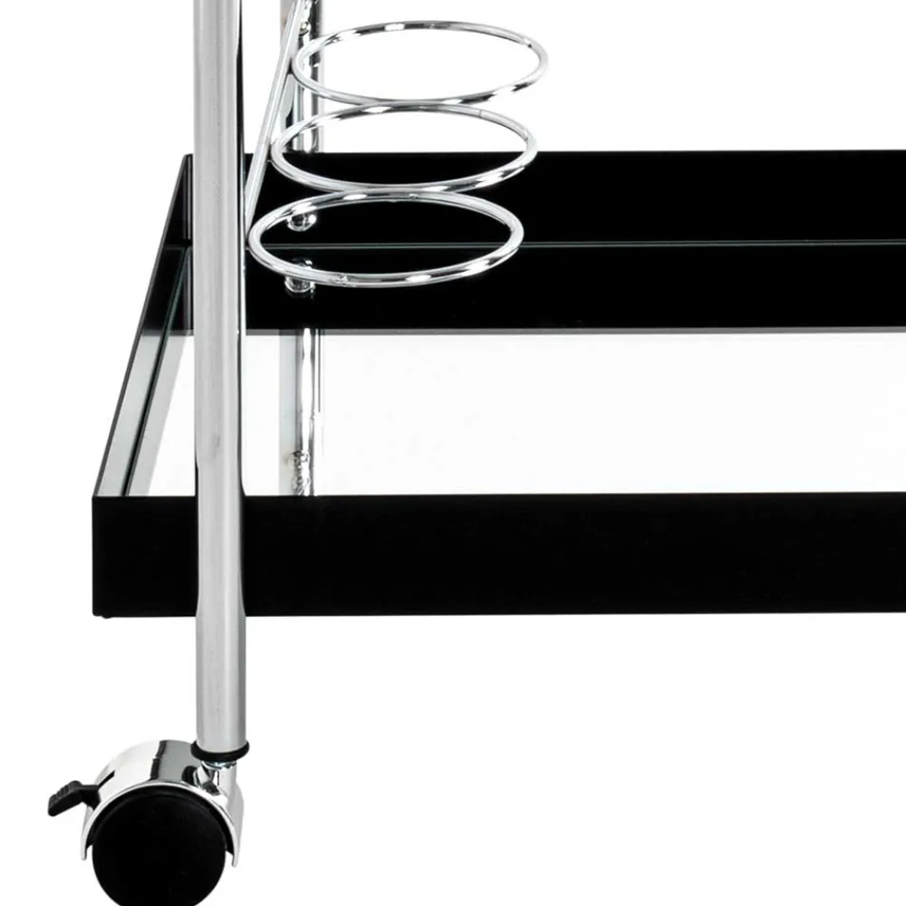 Wohnen Design Servierwagen mit zwei Spiegelglas Ablagen - Asticia