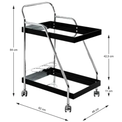Wohnen Design Servierwagen mit zwei Spiegelglas Ablagen - Asticia