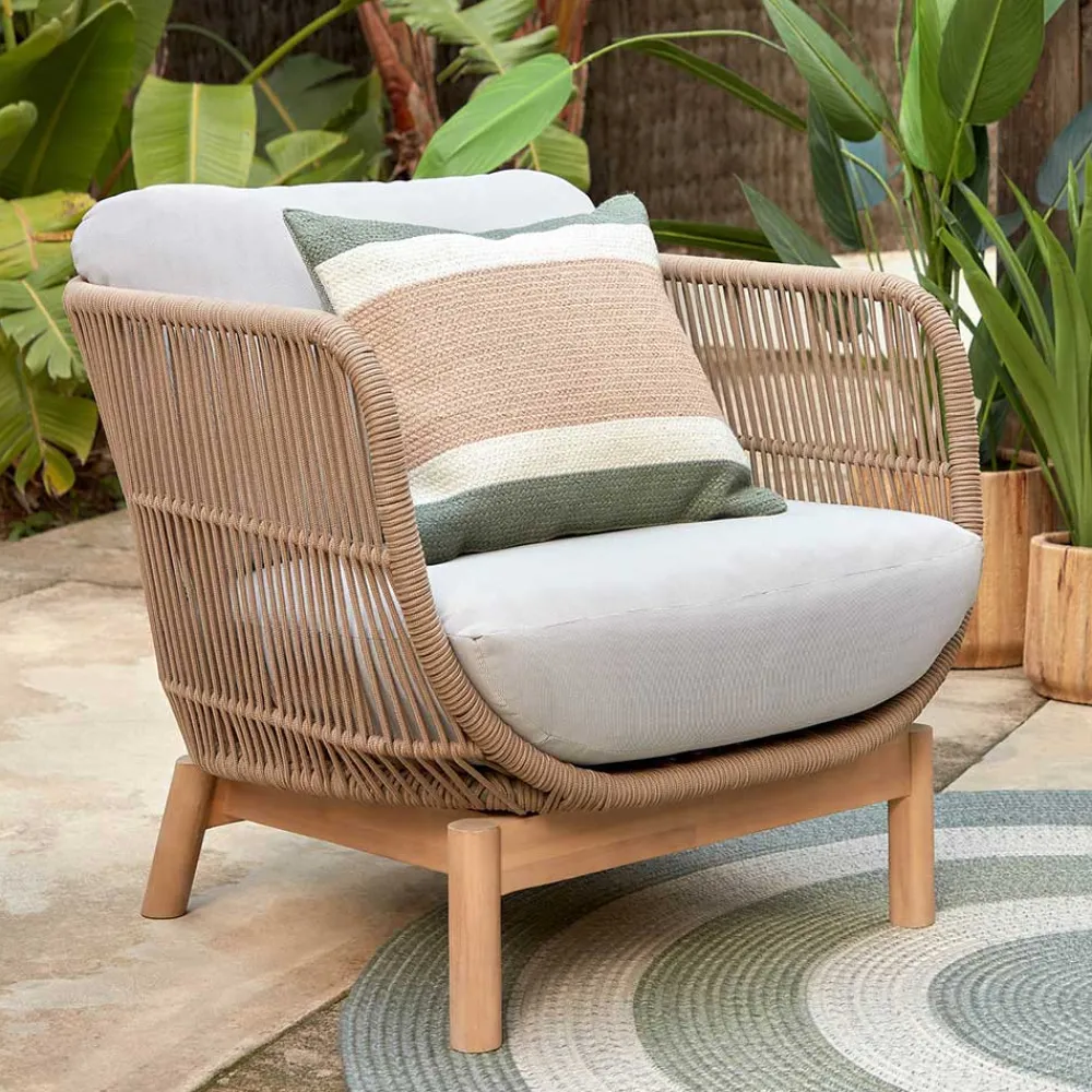 Wohnen Design Sessel Set aus Geflecht Kordel Beige - Kiranzo (2er Set)