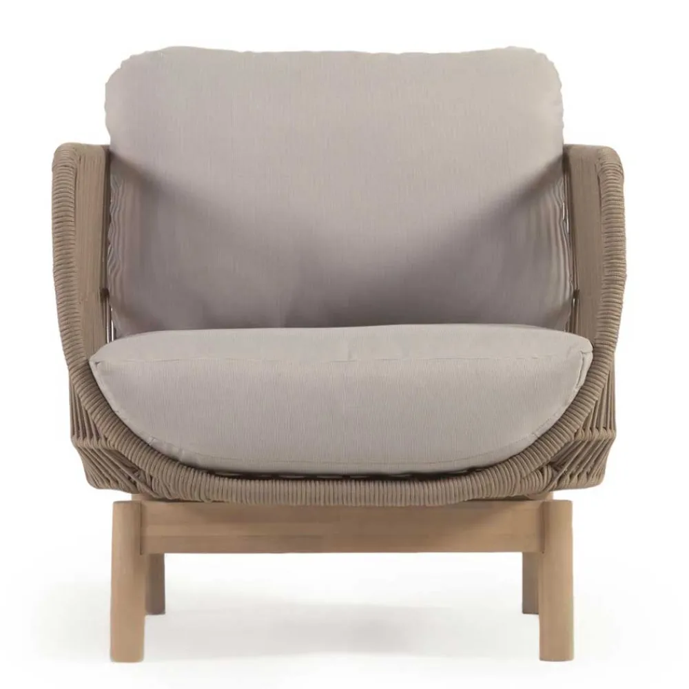 Wohnen Design Sessel Set aus Geflecht Kordel Beige - Kiranzo (2er Set)