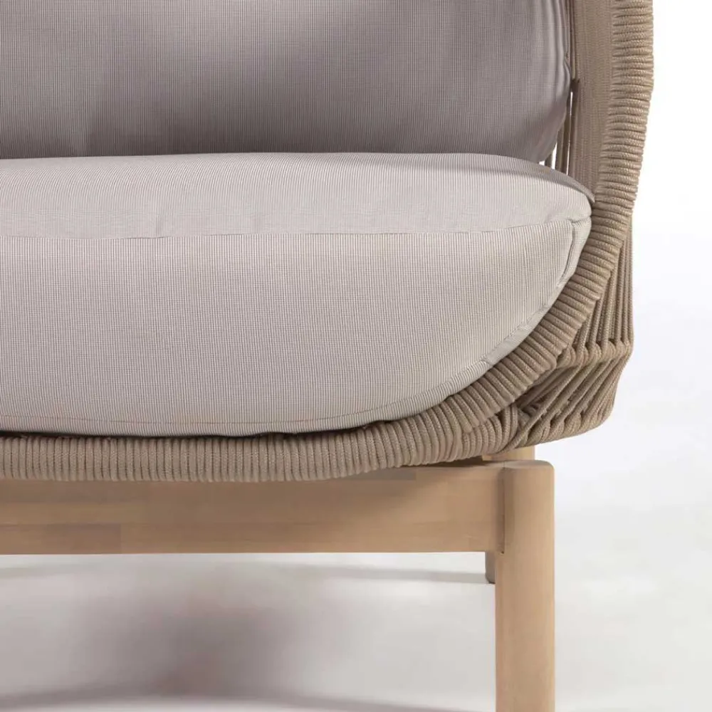 Wohnen Design Sessel Set aus Geflecht Kordel Beige - Kiranzo (2er Set)