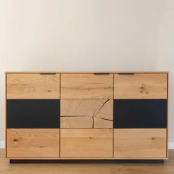 Wohnen Design Sideboard aus Eiche und Glas - Masicuri