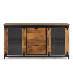 Wohnen Schwarze Möbel|Sideboards & Kommoden*Design Sideboard aus Mangoholz und Metall - Aglia