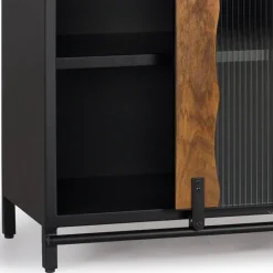 Wohnen Schwarze Möbel|Sideboards & Kommoden*Design Sideboard aus Mangoholz und Metall - Aglia