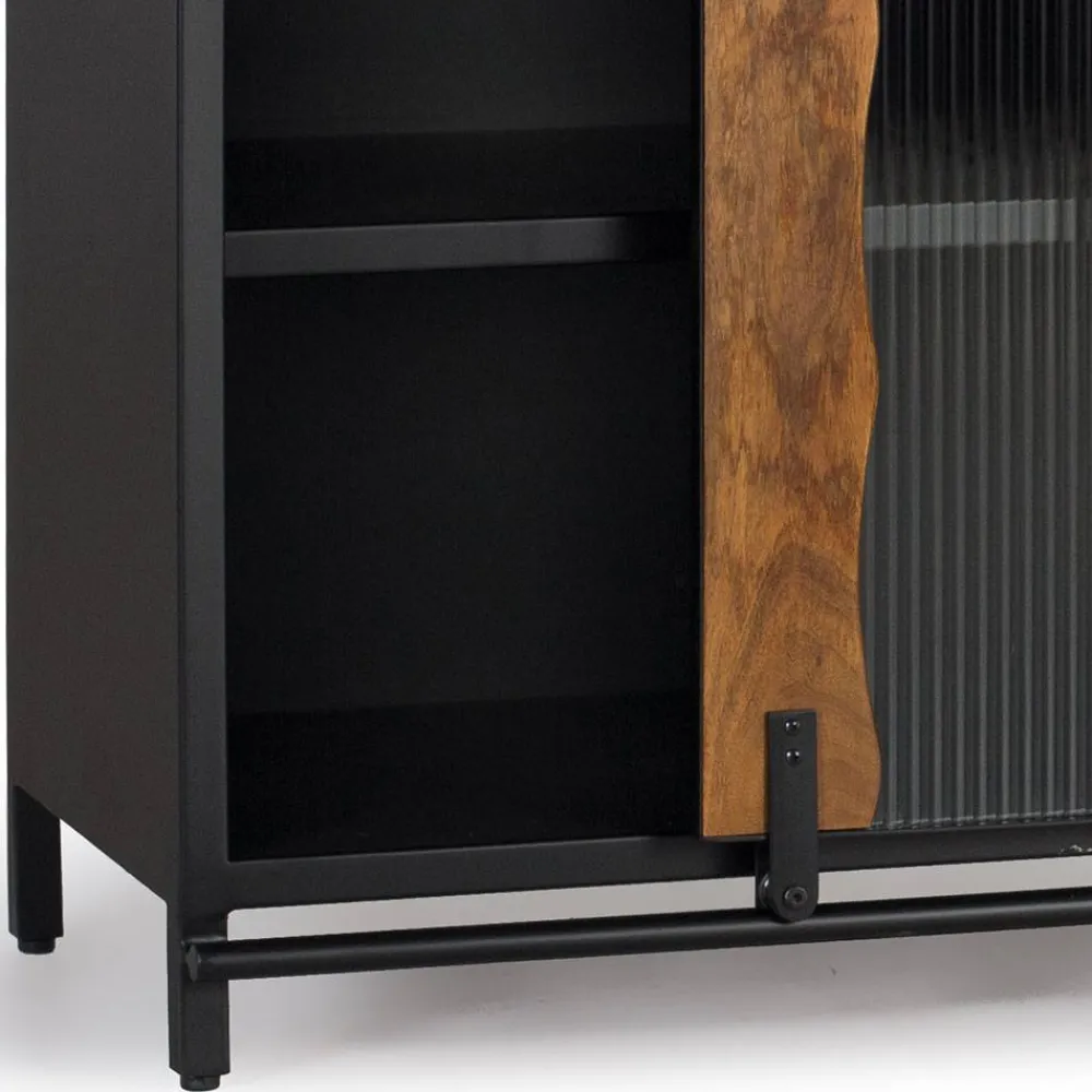 Wohnen Schwarze Möbel|Sideboards & Kommoden*Design Sideboard aus Mangoholz und Metall - Aglia