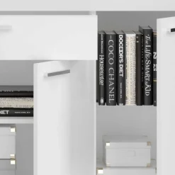 Wohnen Design Sideboard mit LED in Weiß Hochglanz - Gomata