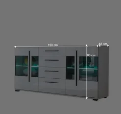 Wohnen Design Sideboard Nennja in Weiß Hochglanz Glas