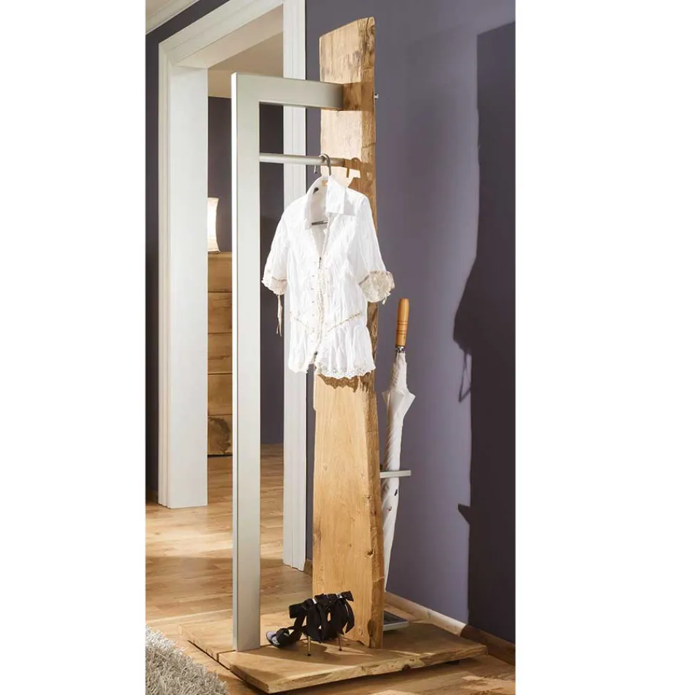 Wohnen Kleiderständer*Design Standgarderobe aus Metall & Eiche - Avidora