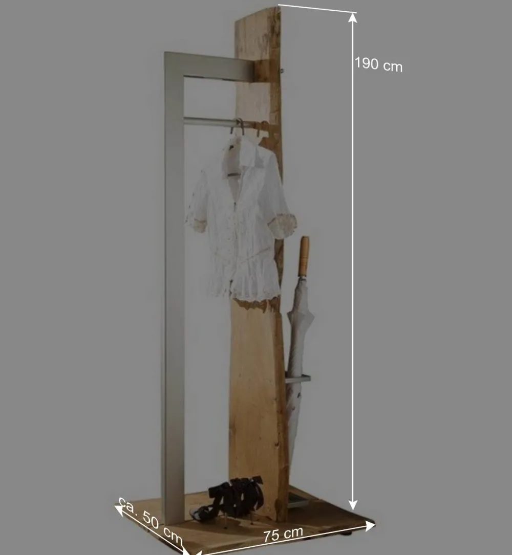 Wohnen Kleiderständer*Design Standgarderobe aus Metall & Eiche - Avidora