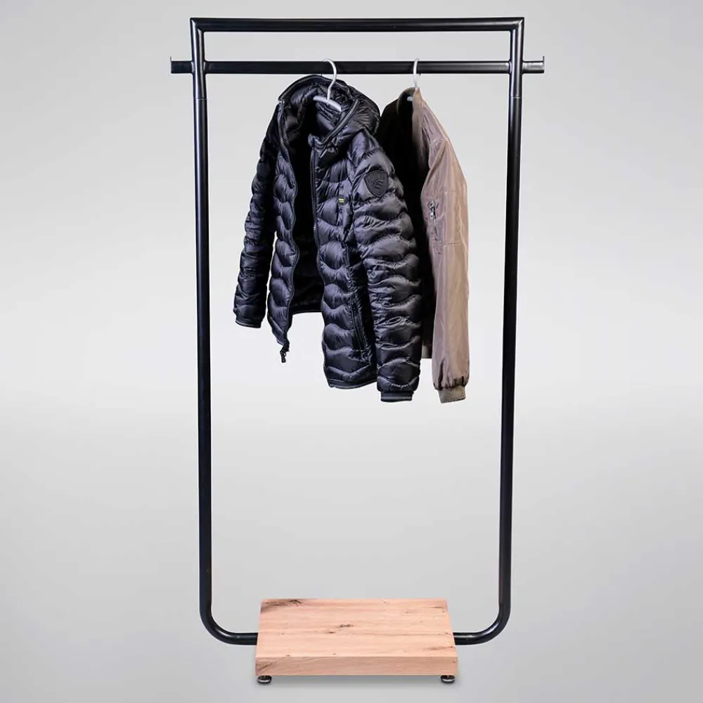 Wohnen Design Standgarderobe in Schwarz mit Wildeiche - Veneziana