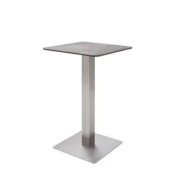 Wohnen Bartische*Design Stehtisch mit Glas Keramik in Braun Langton & Edelstahl Säulengestell