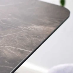 Wohnen Bartische*Design Stehtisch mit Glas Keramik in Braun Langton & Edelstahl Säulengestell