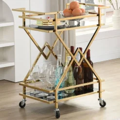 Wohnen Design Teewagen in Schwarz und Gold - Ranieros