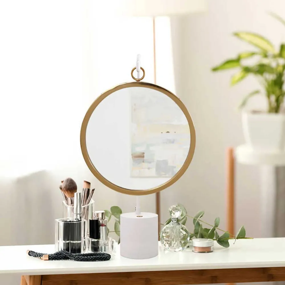 Wohnen Spiegel|Flurspiegel*Design Tischspiegel in Weiß mit Gold - Tihano