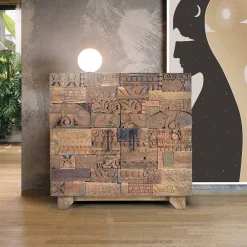 Wohnen Sideboards & Kommoden|Orientalische Möbel*Design Türen-Kommode aus Mangoholz rustikal - Lacid