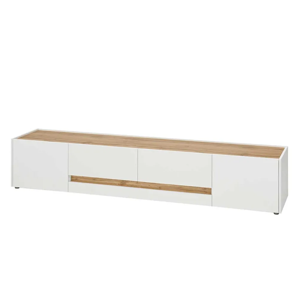 Wohnen Design TV Board in Weiß & Wildeiche Optik - Nonessia
