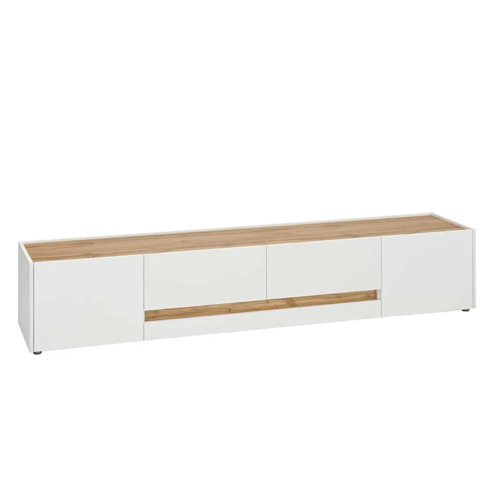 Wohnen Design TV Board in Weiß & Wildeiche Optik - Nonessia