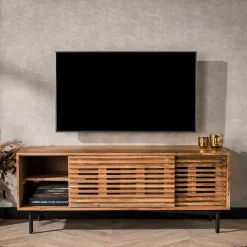 Wohnen Design TV Board mit Lamellen Schiebetüren - Janana
