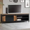Wohnen Design TV Lowboard aus Mangoholz und Metall - Aglia