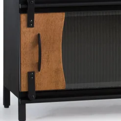 Wohnen Design TV Lowboard aus Mangoholz und Metall - Aglia