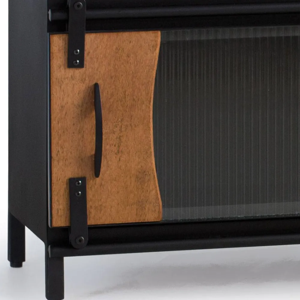 Wohnen Design TV Lowboard aus Mangoholz und Metall - Aglia