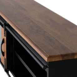 Wohnen Design TV Lowboard aus Mangoholz und Metall - Aglia