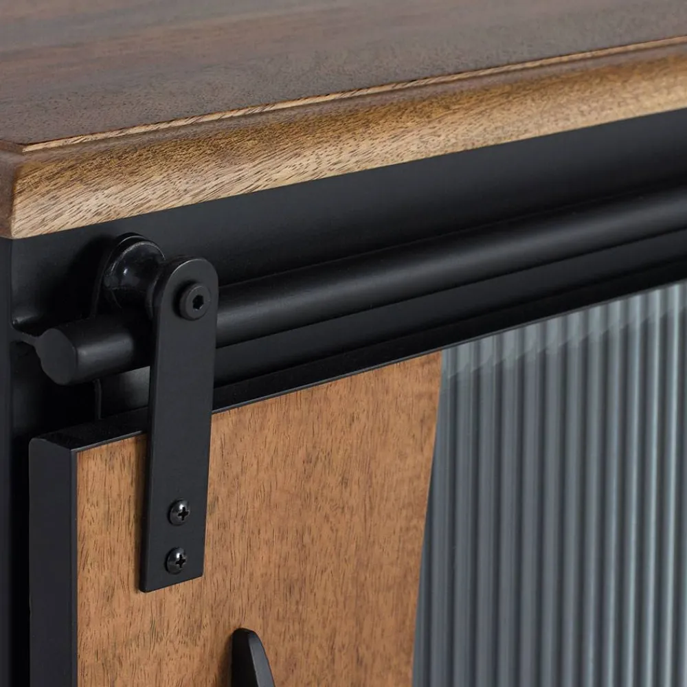 Wohnen Design TV Lowboard aus Mangoholz und Metall - Aglia