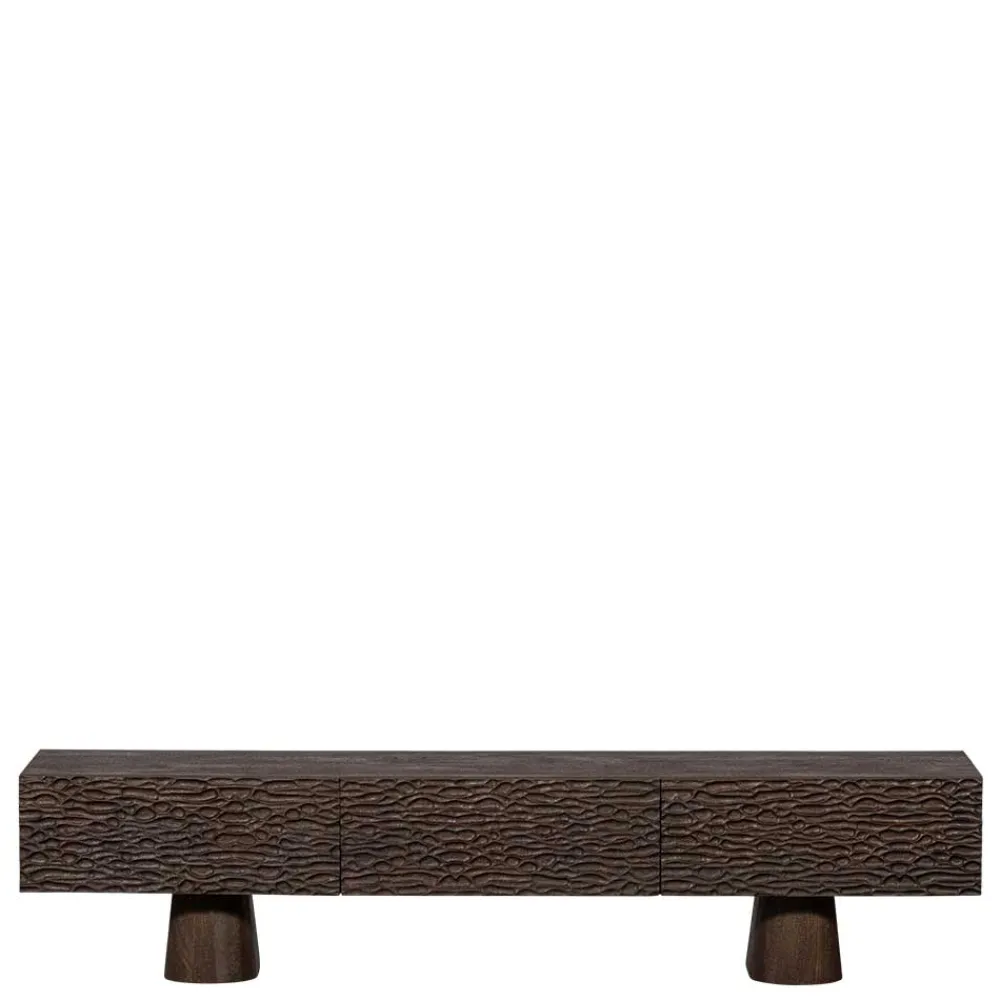 Wohnen Design TV Lowboard aus Mangoholz in Walnuss Braun - Glancossa