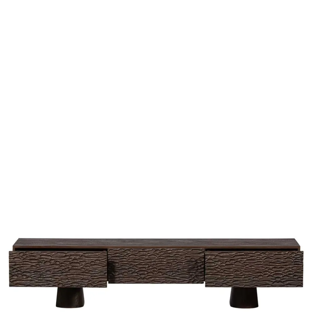 Wohnen Design TV Lowboard aus Mangoholz in Walnuss Braun - Glancossa