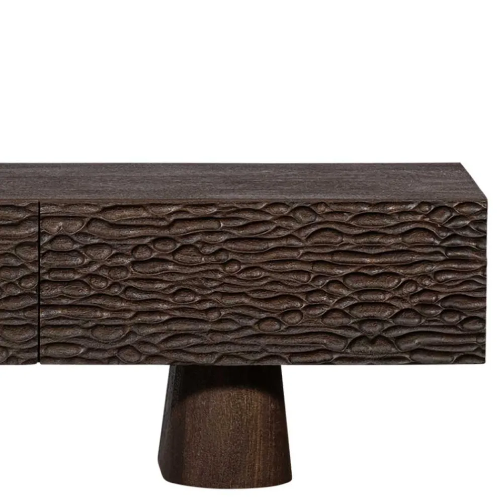 Wohnen Design TV Lowboard aus Mangoholz in Walnuss Braun - Glancossa