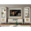 Wohnen Designermöbel|Italienische Möbel*Design TV Wand in Weiß & Gold - Valganios (vierteilig)