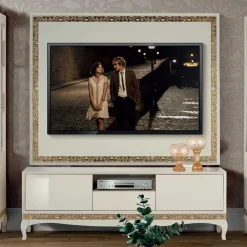 Wohnen Designermöbel|Italienische Möbel*Design TV Wand in Weiß & Gold - Valganios (vierteilig)