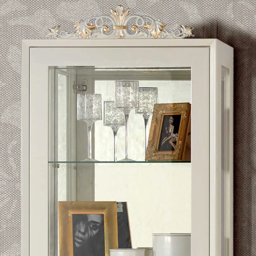 Wohnen Designermöbel|Italienische Möbel*Design TV Wand in Weiß & Gold - Valganios (vierteilig)