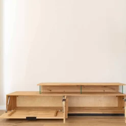 Wohnen Design TV-Lowboard aus Eiche mit Glas - Masicuri