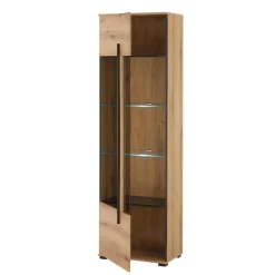 Wohnen Vitrinen|Wohnzimmer-Vitrinen*Design Vitrine in Holzoptik Eiche Natur - Brocus