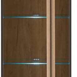 Wohnen Vitrinen|Wohnzimmer-Vitrinen*Design Vitrine in Holzoptik Eiche Natur - Brocus